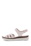 Kadın Bej Bilekten Bantlı Deri Comfort Sandalet | Derimod Kadın Bej Bilekten Bantlı Deri Comfort Sandalet | Derimod