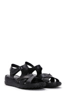 Women's Black Ankle Strap Leather Comfort Sandals | Derimod Women's Black Ankle Strap Leather Comfort Sandals | Derimod