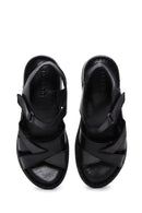 Women's Black Ankle Strap Leather Comfort Sandals | Derimod Women's Black Ankle Strap Leather Comfort Sandals | Derimod