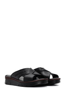 Women's Black Leather Comfort Slippers | Derimod Women's Black Leather Comfort Slippers | Derimod