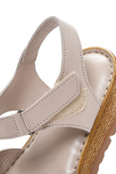 Kadın Vizon Bilekten Bantlı Deri Comfort Sandalet | Derimod Kadın Vizon Bilekten Bantlı Deri Comfort Sandalet | Derimod