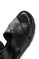 Kadın Siyah Bilekten Bantlı Deri Comfort Sandalet | Derimod Kadın Siyah Bilekten Bantlı Deri Comfort Sandalet | Derimod