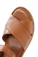 Women's Tan Ankle Strap Leather Comfort Sandals | Derimod Women's Tan Ankle Strap Leather Comfort Sandals | Derimod