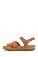 Women's Tan Ankle Strap Leather Comfort Sandals | Derimod Women's Tan Ankle Strap Leather Comfort Sandals | Derimod