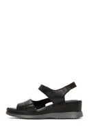 Women's Black Thick Sole Ankle Strap Leather Comfort Sandals | Derimod Women's Black Thick Sole Ankle Strap Leather Comfort Sandals | Derimod