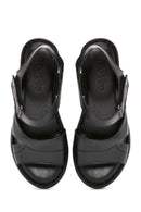 Women's Black Thick Sole Ankle Strap Leather Comfort Sandals | Derimod Women's Black Thick Sole Ankle Strap Leather Comfort Sandals | Derimod