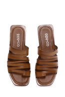Women's Tan Leather Slippers | Derimod Women's Tan Leather Slippers | Derimod