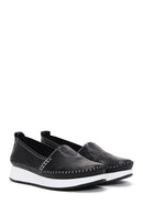 Kadın Siyah Kalın Tabanlı Deri Comfort Loafer | Derimod Kadın Siyah Kalın Tabanlı Deri Comfort Loafer | Derimod