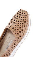 Kadın Bej Kalın Tabanlı Deri Comfort Loafer | Derimod Kadın Bej Kalın Tabanlı Deri Comfort Loafer | Derimod