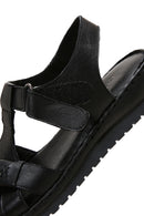 Kadın Siyah Bantlı Deri Comfort Sandalet | Derimod Kadın Siyah Bantlı Deri Comfort Sandalet | Derimod