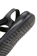 Kadın Siyah Bantlı Deri Comfort Sandalet | Derimod Kadın Siyah Bantlı Deri Comfort Sandalet | Derimod