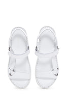Kadın Beyaz Bilekten Bantlı Deri Comfort Sandalet | Derimod Kadın Beyaz Bilekten Bantlı Deri Comfort Sandalet | Derimod
