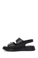 Women's Black Ankle Strap Double Buckle Leather Comfort Sandals | Derimod Women's Black Ankle Strap Double Buckle Leather Comfort Sandals | Derimod