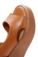 Women's Tan Ankle Strap Wedge Heeled Leather Comfort Sandals | Derimod Women's Tan Ankle Strap Wedge Heeled Leather Comfort Sandals | Derimod