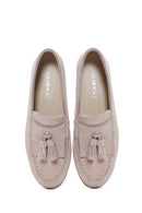 Women's Beige Suede Leather Masculine Loafer | Derimod Women's Beige Suede Leather Masculine Loafer | Derimod