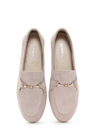 Women's Beige Suede Leather Masculine Loafer | Derimod Women's Beige Suede Leather Masculine Loafer | Derimod