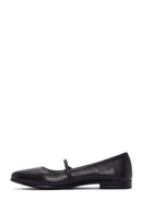 Women's Black Banded Leather Ballerinas | Derimod Women's Black Banded Leather Ballerinas | Derimod