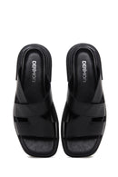 Women's Black Leather Comfort Slippers | Derimod Women's Black Leather Comfort Slippers | Derimod