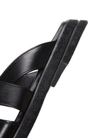 Women's Black Leather Comfort Slippers | Derimod Women's Black Leather Comfort Slippers | Derimod
