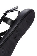 Kadın Siyah Bilekten Bantlı Deri Comfort Sandalet | Derimod Kadın Siyah Bilekten Bantlı Deri Comfort Sandalet | Derimod