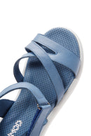 Kadın Mavi Bilekten Bantlı Deri Comfort Sandalet | Derimod Kadın Mavi Bilekten Bantlı Deri Comfort Sandalet | Derimod