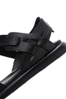 Kadın Siyah Bantlı Deri Comfort Sandalet | Derimod Kadın Siyah Bantlı Deri Comfort Sandalet | Derimod