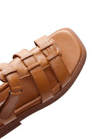 Kadın Taba Bilekten Bantlı Deri Comfort Sandalet | Derimod Kadın Taba Bilekten Bantlı Deri Comfort Sandalet | Derimod