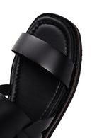 Kadın Siyah Bilekten Bantlı Deri Comfort Sandalet | Derimod Kadın Siyah Bilekten Bantlı Deri Comfort Sandalet | Derimod