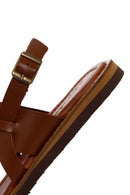 Kadın Taba Bilekten Bantlı Deri Comfort Sandalet | Derimod Kadın Taba Bilekten Bantlı Deri Comfort Sandalet | Derimod