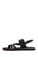 Women's Black Ankle Strap Flip Flop Leather Comfort Sandals | Derimod Women's Black Ankle Strap Flip Flop Leather Comfort Sandals | Derimod