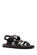 Women's Black Ankle Strap Flip Flop Leather Comfort Sandals | Derimod Women's Black Ankle Strap Flip Flop Leather Comfort Sandals | Derimod