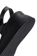 Kadın Siyah Bilekten Bantlı Deri Comfort Sandalet | Derimod Kadın Siyah Bilekten Bantlı Deri Comfort Sandalet | Derimod