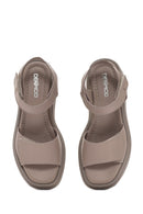 Women's Mink Ankle Strap Leather Comfort Sandals | Derimod Women's Mink Ankle Strap Leather Comfort Sandals | Derimod