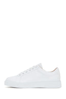 Women's White Lace-Up Leather Sneaker | Derimod Women's White Lace-Up Leather Sneaker | Derimod