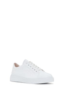 Women's White Lace-Up Leather Sneaker | Derimod Women's White Lace-Up Leather Sneaker | Derimod