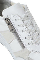 Women's White Wedge Heeled Side Zipper Suede Leather Sports Shoes | Derimod Women's White Wedge Heeled Side Zipper Suede Leather Sports Shoes | Derimod