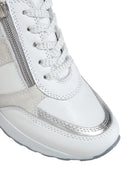 Women's White Wedge Heeled Side Zipper Suede Leather Sports Shoes | Derimod Women's White Wedge Heeled Side Zipper Suede Leather Sports Shoes | Derimod