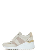 Women's Beige Wedge Heeled Side Zipper Suede Leather Sports Shoes | Derimod Women's Beige Wedge Heeled Side Zipper Suede Leather Sports Shoes | Derimod