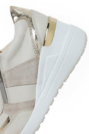 Women's Beige Wedge Heeled Side Zipper Suede Leather Sports Shoes | Derimod Women's Beige Wedge Heeled Side Zipper Suede Leather Sports Shoes | Derimod