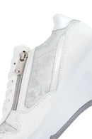 Kadın Beyaz Dolgu Topuklu Bağcıklı Deri Sneaker | Derimod Kadın Beyaz Dolgu Topuklu Bağcıklı Deri Sneaker | Derimod