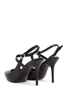 Women's Black Ankle Strap Thin Heeled Leather Shoes | Derimod Women's Black Ankle Strap Thin Heeled Leather Shoes | Derimod