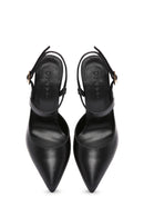 Women's Black Ankle Strap Thin Heeled Leather Shoes | Derimod Women's Black Ankle Strap Thin Heeled Leather Shoes | Derimod