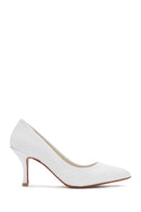 Women's White Thin Heeled Leather Stiletto | Derimod Women's White Thin Heeled Leather Stiletto | Derimod