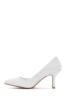 Women's White Thin Heeled Leather Stiletto | Derimod Women's White Thin Heeled Leather Stiletto | Derimod