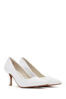 Women's White Thin Heeled Leather Stiletto | Derimod Women's White Thin Heeled Leather Stiletto | Derimod