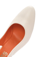 Women's Cream Thick Heeled Open Back Leather Shoes | Derimod Women's Cream Thick Heeled Open Back Leather Shoes | Derimod
