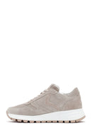 Women's Beige Lace-Up Suede Leather Sneaker | Derimod Women's Beige Lace-Up Suede Leather Sneaker | Derimod