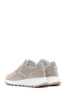 Women's Beige Lace-Up Suede Leather Sneaker | Derimod Women's Beige Lace-Up Suede Leather Sneaker | Derimod