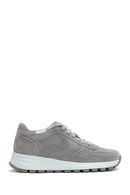 Women's Gray Lace-Up Suede Leather Sneaker | Derimod Women's Gray Lace-Up Suede Leather Sneaker | Derimod