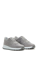 Women's Gray Lace-Up Suede Leather Sneaker | Derimod Women's Gray Lace-Up Suede Leather Sneaker | Derimod
